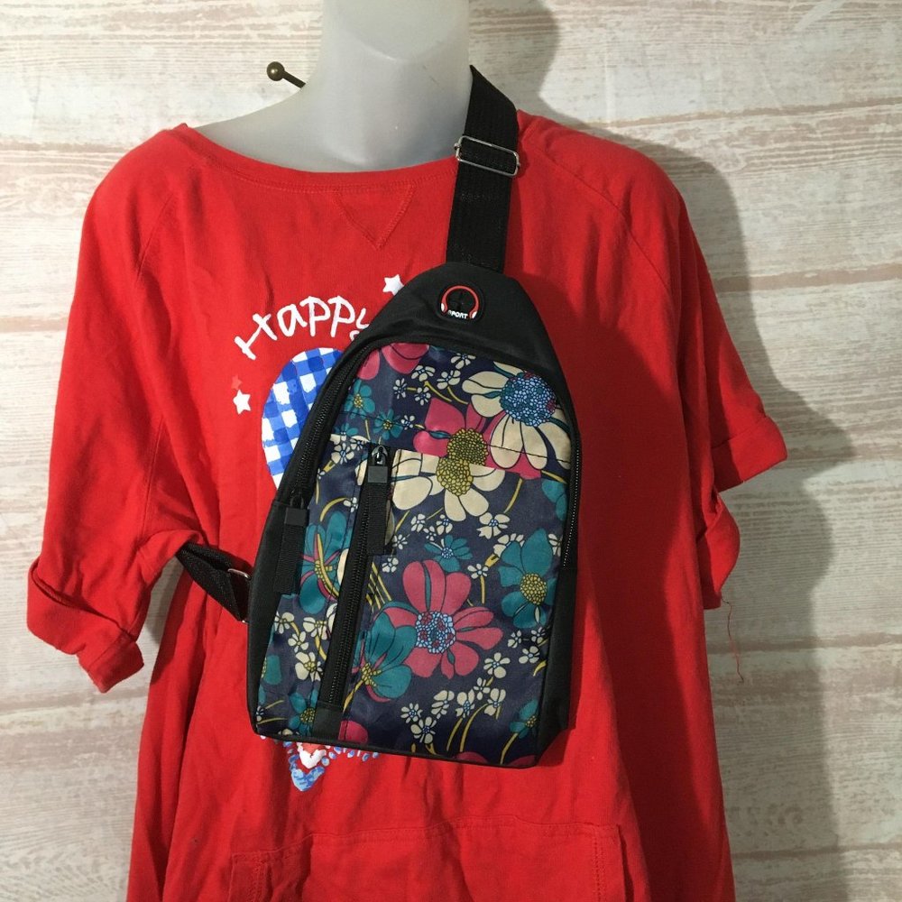 Boho Chic Nylon Floral Chest Bag - Perfect for Fashionable Adventures